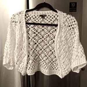 a.n.a XL White Crochet shrug